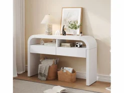 Consola mesa 120x35,5x76,5cm - con 2 cajones - Esquinas redondeadas - estantes abiertos - MDF -^ModernLuxe Hot