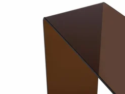 Vente-unique Consola|Consola vintage de cristal templado curvado - Marrón - ALONZO