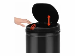 Helloshop26 Cubo De Basura Para Cocina|Contenedor automático con sensor de 40 litros acero al carbono negro 02_0006033