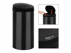 Helloshop26 Cubo De Basura Para Cocina|Contenedor automático con sensor de 50 litros acero al carbono negro 02_0006087