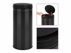 Helloshop26 Contenedor automático con sensor de 80 litros acero al carbono negro 02_0006034 Gris New