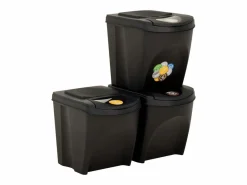 Helloshop26 Cubo De Basura Para Cocina|Contenedores apilables 3 piezas antracita 75 L 02_0006079