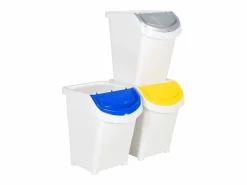 Helloshop26 Cubo De Basura Para Cocina|Contenedores apilables con tapa 3 piezas PP 120 litros 02_0006049