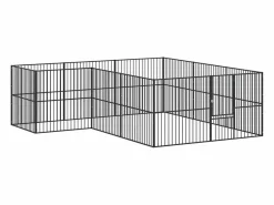 Clicnbuy Corralito para perros con 12 paneles acero galvanizado Negro Outlet
