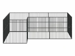 Clicnbuy Corralito para perros con 12 paneles acero galvanizado Negro Outlet