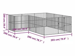 Clicnbuy Corralito para perros con 12 paneles acero galvanizado Negro Outlet