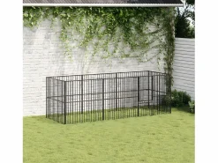 Corralito para perros con 8 paneles acero galvanizado ES945098 Negro Discount