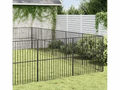 Clicnbuy Corralito para perros con 20 paneles acero galvanizado Negro