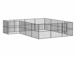 Clicnbuy Corralito para perros con 16 paneles acero galvanizado Negro Hot