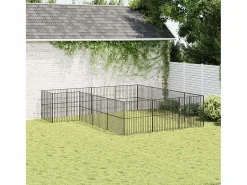Clicnbuy Corralito para perros con 16 paneles acero galvanizado Negro Hot
