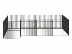 Clicnbuy Corralito para perros con 16 paneles acero galvanizado Negro Hot