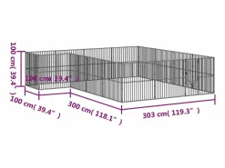 Clicnbuy Corralito para perros con 16 paneles acero galvanizado Negro Hot