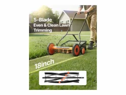 Cortacésped Manual SucceBuy con Rodillo, Ancho de Corte 45 cm, Diseño de 5 Cuchillas, Altura de Corte Ajustable de 3,5 a 6,2 cm, Bolsa de Recogida^ Best