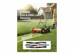 Cortacésped Manual SucceBuy, Ancho de Corte 40cm, Equipado con 5 Cuchillas de Acero, sin Motor, Altura de Corte Ajustable de 1.5 a 4.5 cm Negro Discount