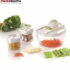 Materiales Y Utensilios De Cocina|Cortadora de verduras Herzberg HG-8032 con 6 cuchillas de acero inoxidable, bol de 600 ml y 2 recipientes herméticos sin BPA