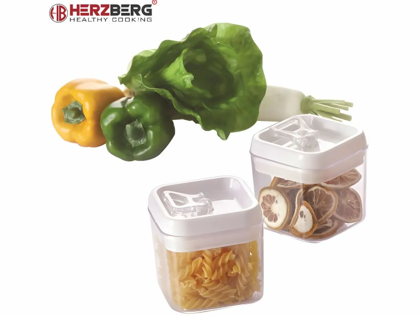 Materiales Y Utensilios De Cocina|Cortadora de verduras Herzberg HG-8032 con 6 cuchillas de acero inoxidable, bol de 600 ml y 2 recipientes herméticos sin BPA
