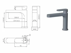 Essebagno Cortes Grifo mezclador lavabo bajo cromado Plateado Clearance