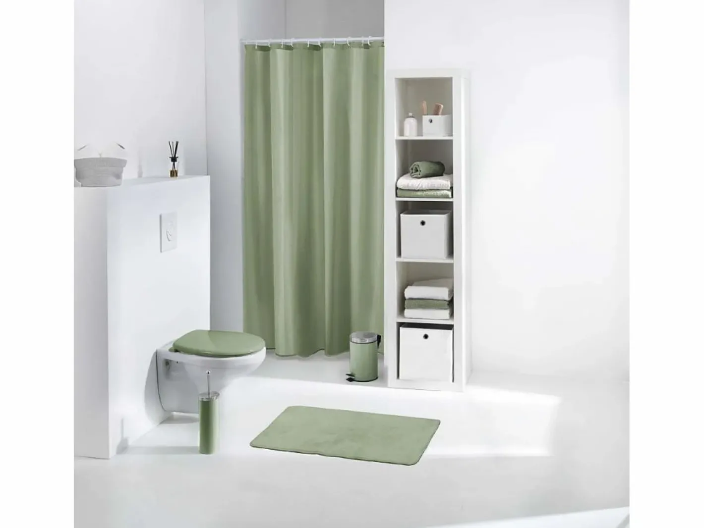 Douceur d'intérieur Cortina de ducha en PEVA color salvia Verde almendra Hot