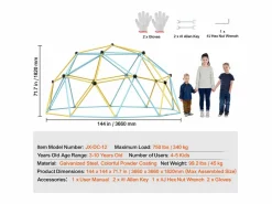 Columpio|Cúpula de Escalada SucceBuy, 366 cm, Escalador con Cúpula Geométrica, Sala de Juegos para Niños de 3 a 10 Años