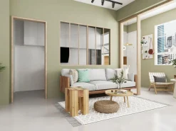 Vente-unique Cristalera corredera en vidrio templado y aluminio natural claro 180x130 cm RAVENA Color natural claro Discount
