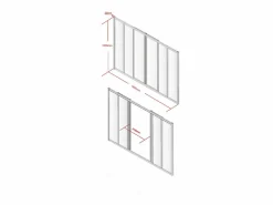 Vente-unique Cristalera corredera en vidrio templado y aluminio natural claro 180x130 cm RAVENA Color natural claro Discount
