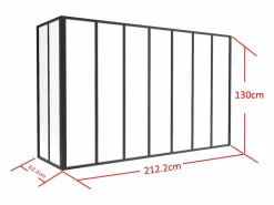 Vente-unique Cristalera de esquina de taller de aluminio termolacado - Ancho 210 x Prof. 60 x Alt. 130 - - BAYVIEW Negro New