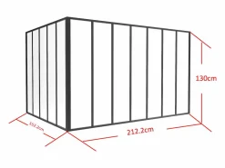 Vente-unique Cristalera Interior|Cristalera de esquina de taller de aluminio termolacado - Ancho 210 x Prof. 150 x Alt. 130 - - BAYVIEW