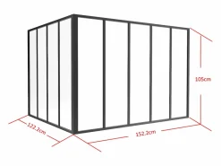 Vente-unique Cristalera de esquina de taller de aluminio termolacado - Ancho 180 x Ancho 150 x Alt. 130 - blanco - BAYVIEW Negro Hot