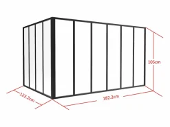 Vente-unique Cristalera Interior|Cristalera de esquina de taller de aluminio termolacado - Ancho 210 x Prof. 150 x Alt. 130 - blanco - BAYVIEW