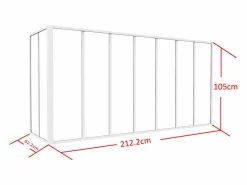 Vente-unique Cristalera Interior|Cristalera de esquina de taller de aluminio termolacado - Ancho 210 x Prof. 60 x Alt. 105 - - BAYVIEW