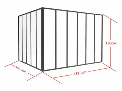 Vente-unique Cristalera Interior|Cristalera de esquina de taller de aluminio termolacado - Ancho 180 x Ancho 150 x Alt. 130 - - BAYVIEW