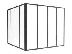 Vente-unique Cristalera Interior|Cristalera de esquina de aluminio termolacado - Ancho 150 x Prof. 150 x Alt. 130 - blanco - BAYVIEW