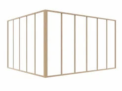 Vente-unique Cristalera Interior|Cristalera de esquina de taller de aluminio termolacado 180 x 150 x 105 cm Natural claro BAYVIEW