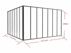 Vente-unique Cristalera Interior|Cristalera de esquina de taller de aluminio termolacado - Ancho 210 x Prof. 210 x Alt. 130 - - BAYVIEW