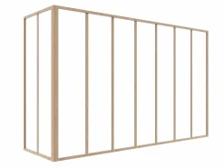 Vente-unique Cristalera de esquina de taller de aluminio lacado - L180 x L60 x Alt. 130 - Natural claro - BAYVIEW Color natural claro Online