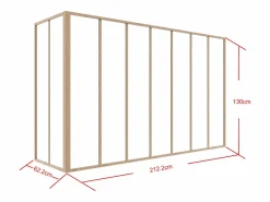 Vente-unique Cristalera de esquina de taller de aluminio lacado - L180 x L60 x Alt. 130 - Natural claro - BAYVIEW Color natural claro Online