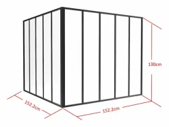 Vente-unique Cristalera de esquina de taller de aluminio termolacado - Ancho 150 x Prof. 150 x Alt. 130 - - BAYVIEW Negro