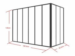 Vente-unique Cristalera de esquina de taller de aluminio termolacado - L180 x L90 x Alt. 130 - - BAYVIEW Negro Best