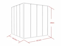Vente-unique Cristalera de esquina de taller de aluminio termolacado - Ancho 120 x Prof. 120 x Alt. 130 - - BAYVIEW Blanco Hot