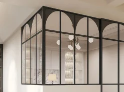 Vente-unique Cristalera de esquina estilo art déco de aluminio termolacado - Ancho 120 x Prof. 120 x Alt. 130 - - ARCADEA Negro Discount
