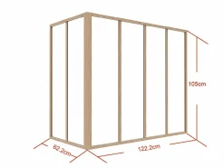 Vente-unique Cristalera Interior|Cristalera de esquina tipo taller de aluminio termolacado - L120 x L60 x H105 - Natural claro - BAYVIEW