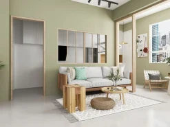 Cristalera deslizante de vidrio templado y aluminio natural claro 180x105 cm RAVENA^Vente-unique Outlet
