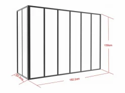Vente-unique Cristalera esquinera atelier de aluminio termolacado 180 x 60 x Alt. 130 BAYVIEW Negro Sale