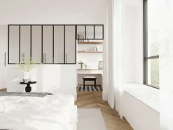 Vente-unique Cristalera Interior|Cristalera estilo taller con travesaños, Ancho 180 x Alt. 105 + L73 x A40 cm, , BAYVIEW