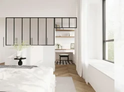 Vente-unique Cristalera Interior|Cristalera estilo taller con travesaño, Ancho 180 x Alt. 105 + Ancho 83 x Alt. 40 cm, , BAYVIEW