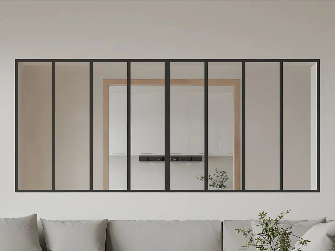 Vente-unique Cristalera tipo taller de aluminio termolacado - 240x105 cm - - BAYVIEW Negro Clearance