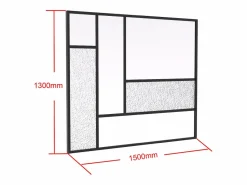Vente-unique cristalera tipo taller de diseño en aluminio lacado - L150 x H130 - FAIRVIEW Negro Hot