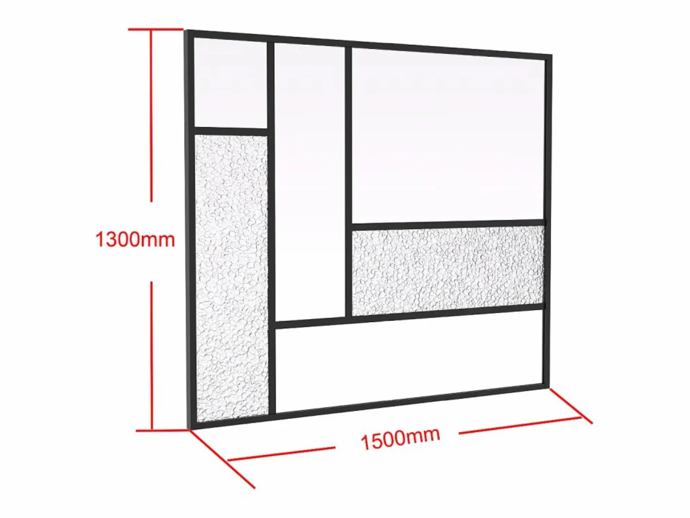 Vente-unique cristalera tipo taller de diseño en aluminio lacado - L150 x H130 - FAIRVIEW Negro Hot
