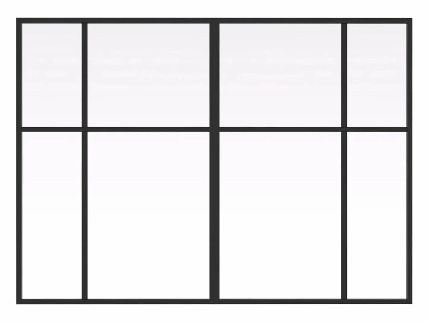 Vente-unique Cristalera tipo taller diseño en aluminio termolacado - An. 180 x Alt. 130 - TONIBA Negro