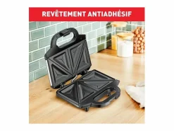 Tefal Croque-monsieur SM155212 ultracompacto 700W acero inoxidable antiadherente con mango termorresistente y bloqueo de seguridad Plateado New